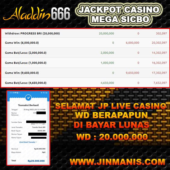 Jackpot Casino Pragmatic 24-Aug-2023 Member Aladdin666