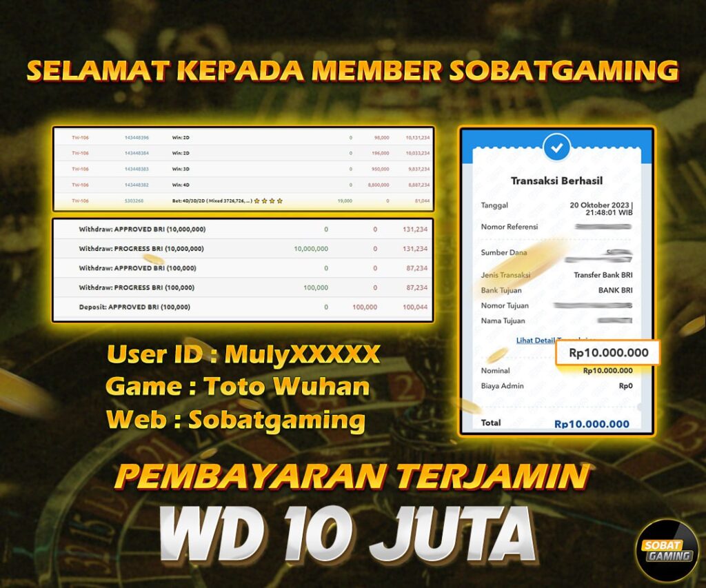 Jackpot Togel Toto-Wuhan 20-Oct-2023 Member Sobatgaming