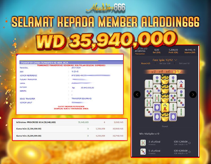 Jackpot Slot PgSoft 26-Jan-2024 Member Aladdin666