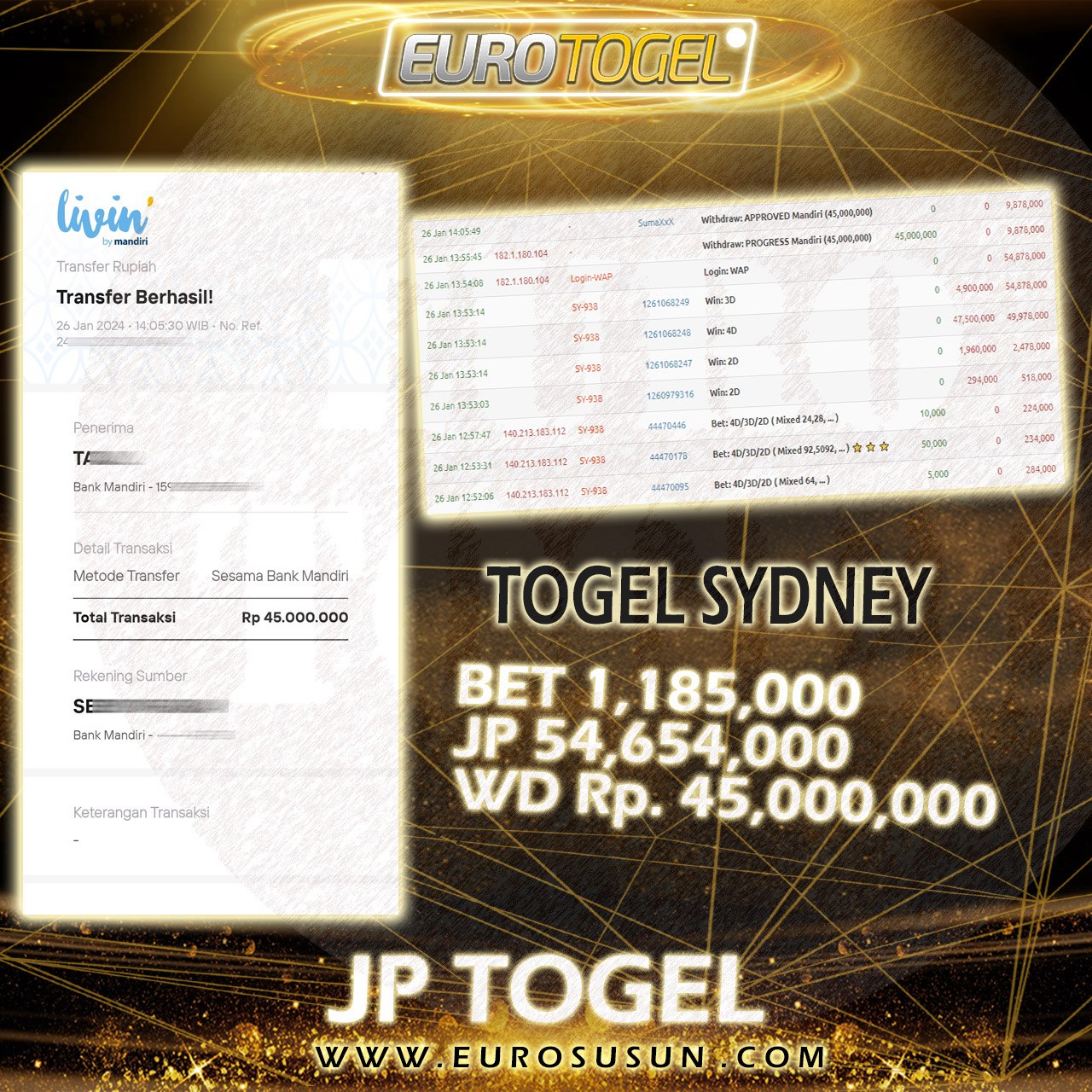 Jackpot Togel Sydney 26-Jan-2024 Member Eurotogel