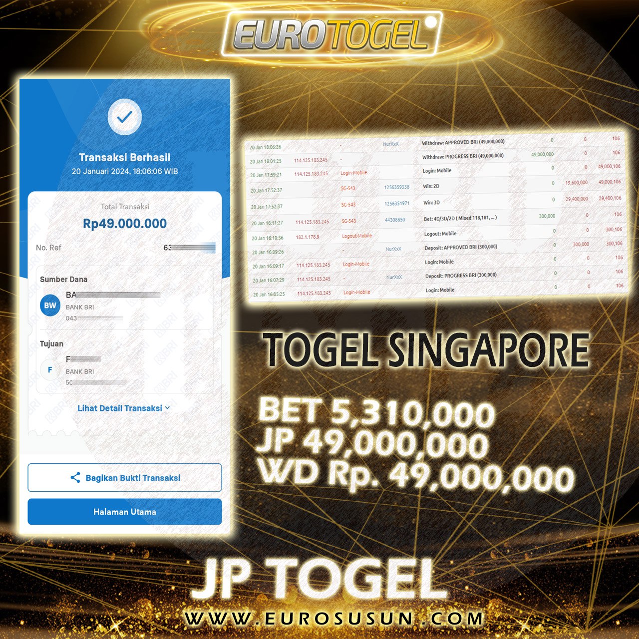 Jackpot Togel Singapore 20-Jan-2024 Member Eurotogel