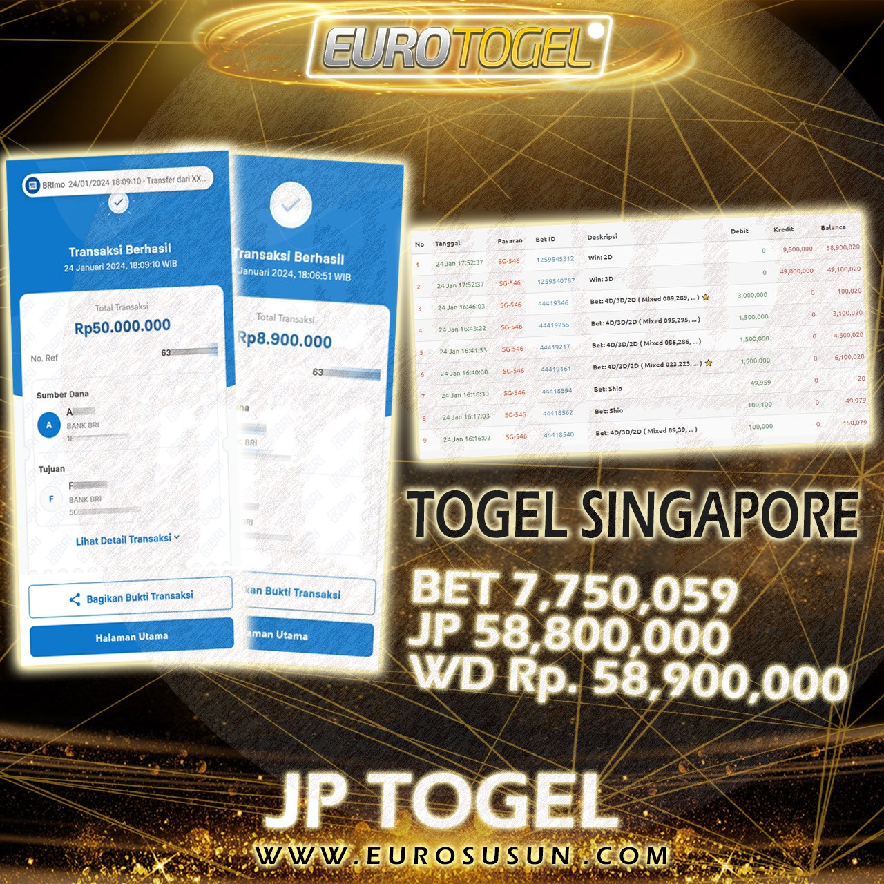 Jackpot#2 Togel Singapore 24-Jan-2024 Member Eurotogel