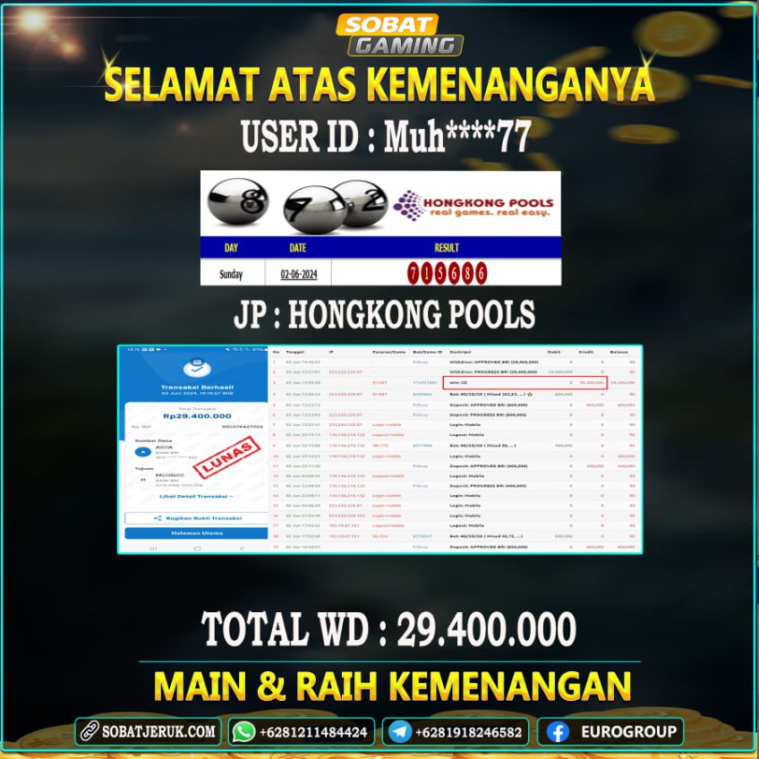 Jackpot Togel Hongkong 02-juni-2024 Member Sobatgaming