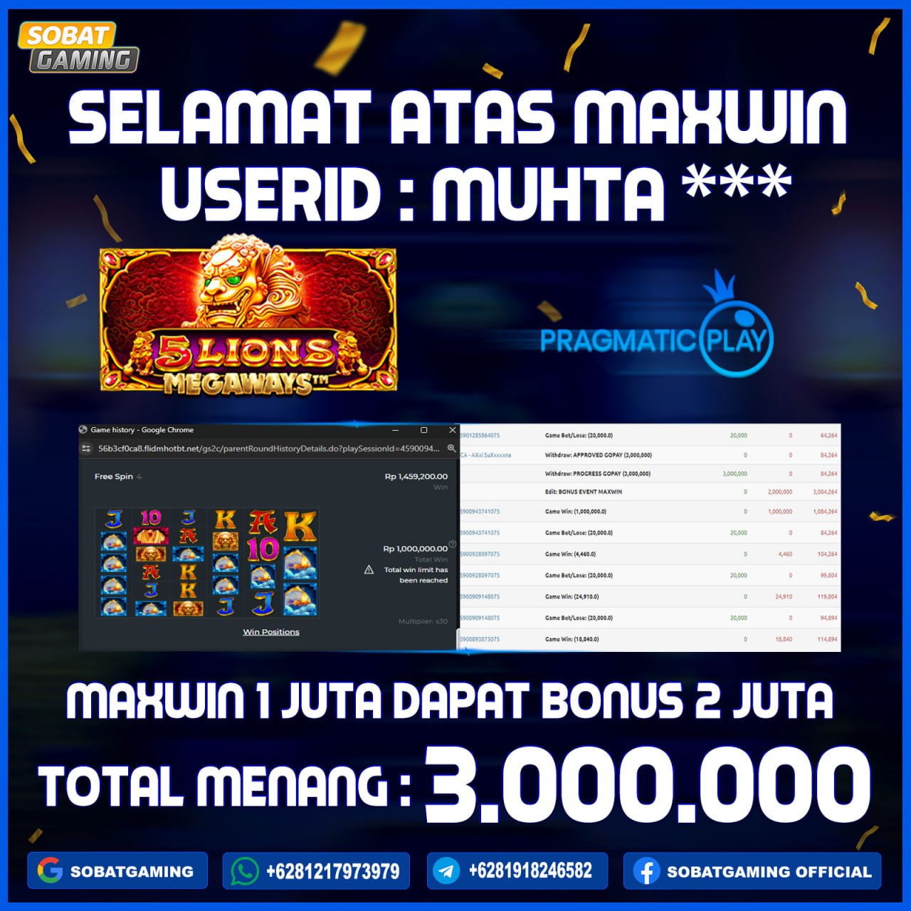 Jackpot Slot Pragmatic 11-juli-2024 Member Sobatgaming