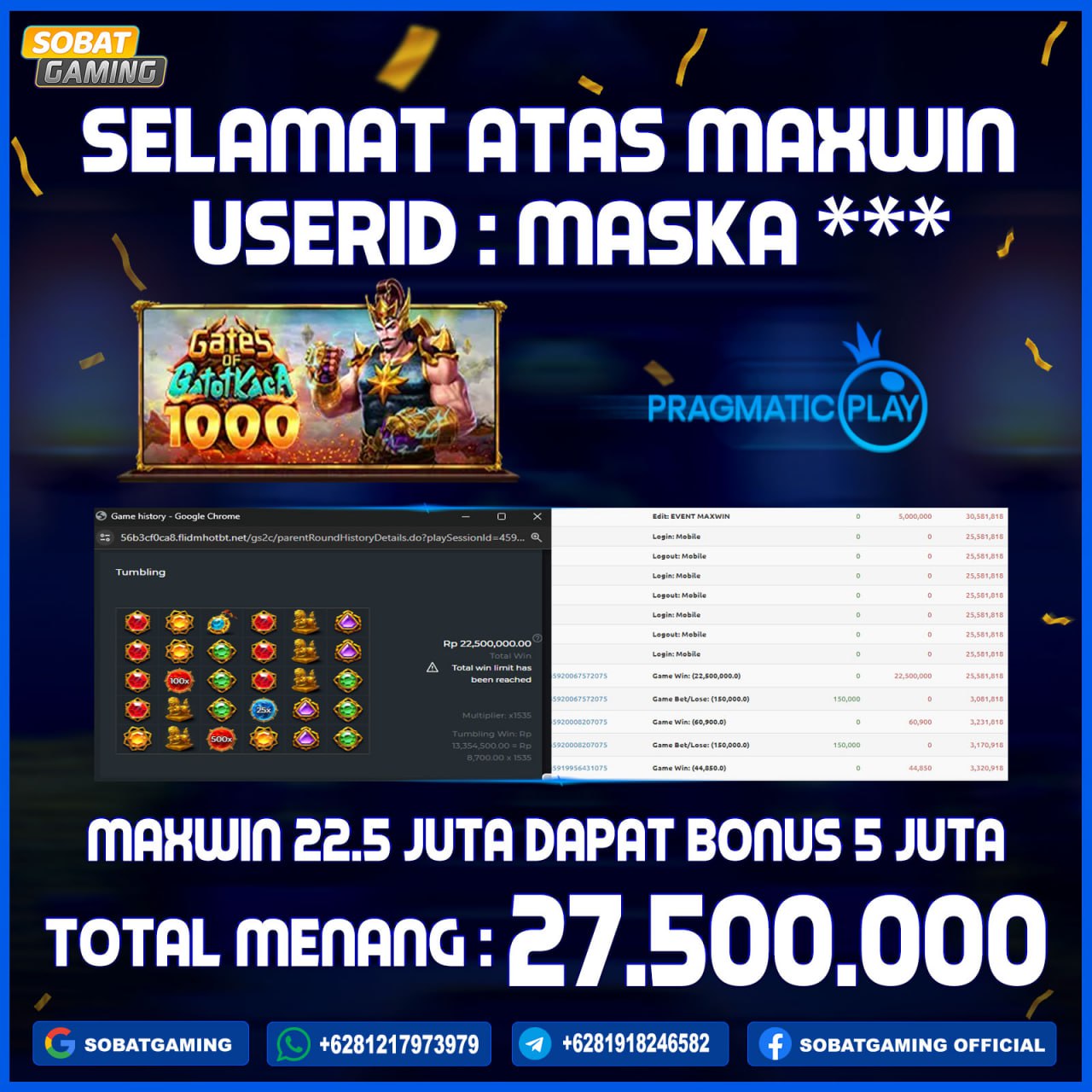 Jackpot Slot Pragmatic 12-juli-2024 Member Sobatgaming