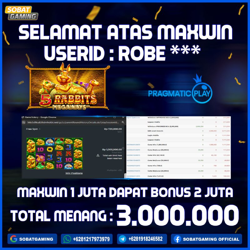 Jackpot Slot Pragmatic 23-juli-2024 Member Sobatgaming