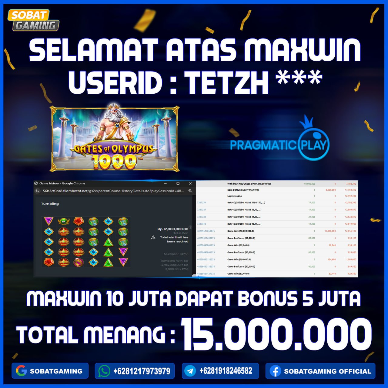 Jackpot#2 Slot Pragmatic 29-September-2024 Member Sobatgaming