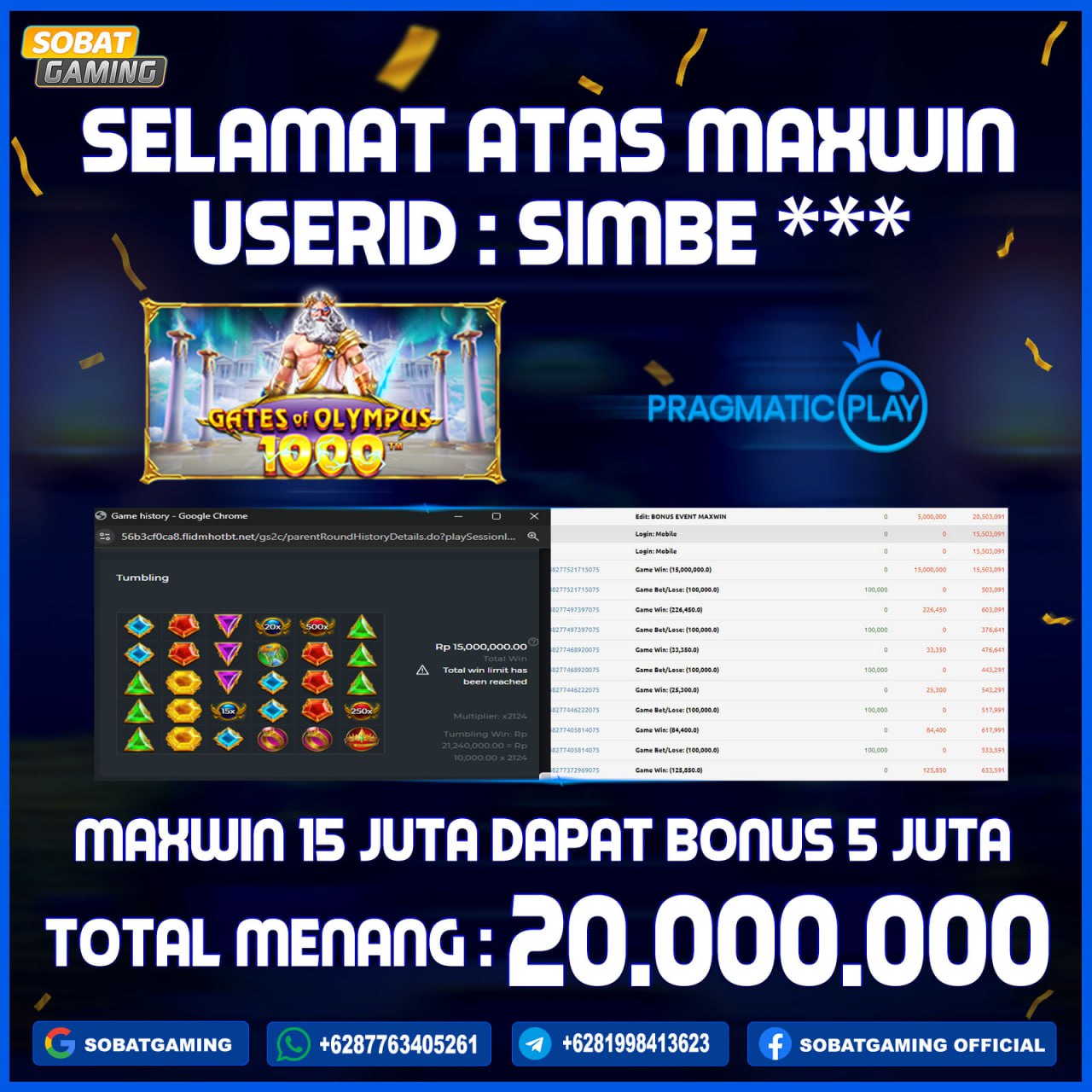 Jackpot#2 Slot Pragmatic 30-September-2024 Member Sobatgaming